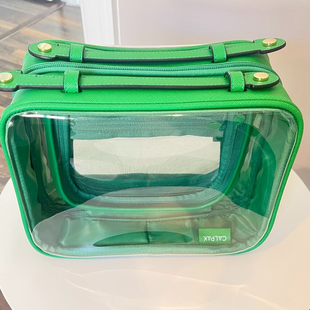 Calpak Medium Clear Cosmetics Case in Emerald